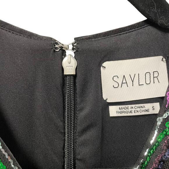 NWT Saylor Black Metallic Rainbow Sequin Striped Mini Dress Womens Small - Picture 7 of 9